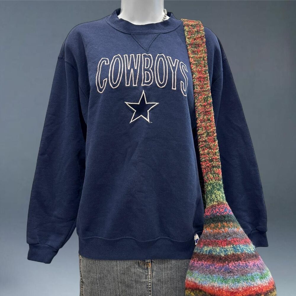 Vintage Russell Athletic Dallas Cowboys Sweatshirt Youth XL USA Navy Crewneck